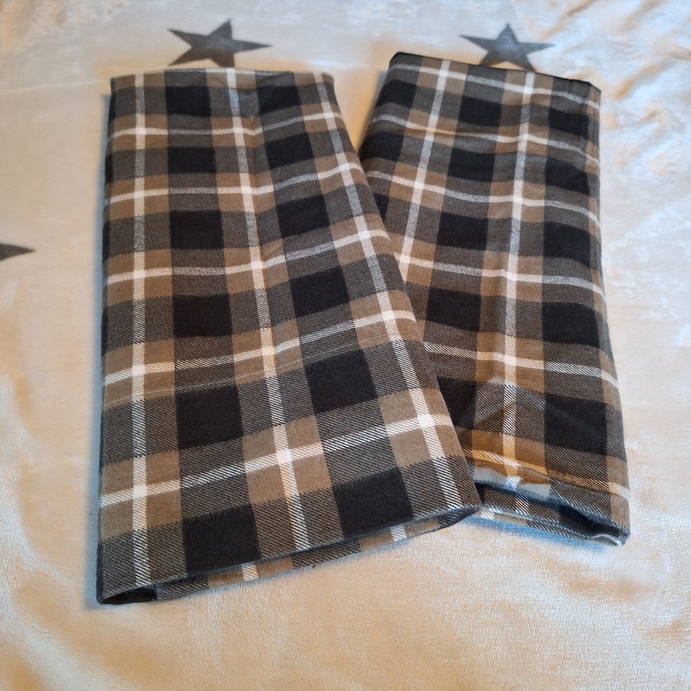 Pendleton Home Collection Set of 2 Plaid Pillow Cases 100% Cotton Brown Black